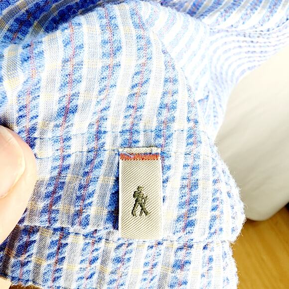 Royal Robbins Outdoor  Travel Blue Striped Men's Button Front Short Sleeve Shirt - Picture 6 of 12